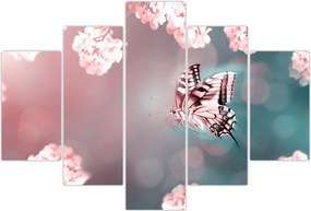 Tablou - Fluture între flori (150x105 cm)