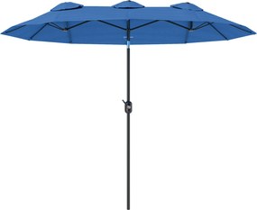 Outsunny Umbrelă de soare, umbrelă de grădină, înclinabilă, cu manivelă, capotă de ventilație, Polyester+Stahl, Marineblau, 295 x 152 cm | Aosom Romania