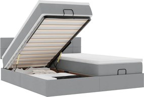 vidaXL Cadru de pat otoman cu saltele Gri deschis 180x200cm Material