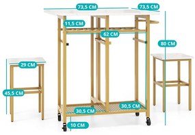 Set masă extensibilă cu suport pentru sticle, 3 piese