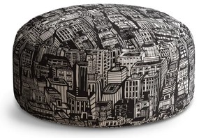 Taburet Circle zgârie-nori desenați, negru / alb