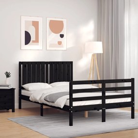 3194765 vidaXL Cadru de pat cu tăblie, negru, 120x200 cm, lemn masiv