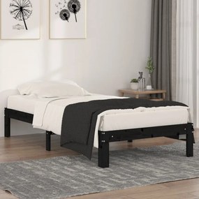810334 vidaXL Cadru de pat single, negru, 90x190 cm, lemn masiv