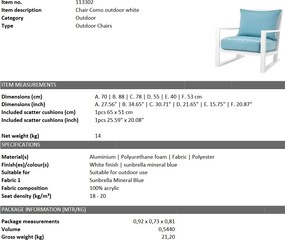 Fotoliu pentru interior si exterior Como, alb 113302 HZ