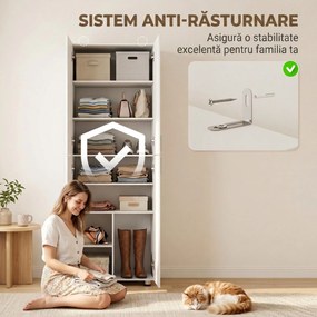 HOMCOM Dulap cu 4 Uși, 180 cm, Alb | Aosom Romania