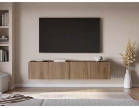 Comodă TV în culoare naturală cu aspect de lemn de stejar 180x38x35 cm Daroca – Marckeric