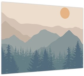 Tablou pe sticlă - Munții Turcoaz N⁰1 (70x50 cm)