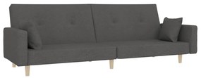 Canapea extensibila 2 locuri, cu taburet, gri inchis, textil Morke gra, Cu suport de picioare