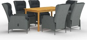 vidaXL Set mobilier de grădină, 7 piese, gri deschis