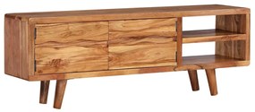 Dulap TV cu usi sculptate, 117x30x40 cm, lemn masiv de acacia