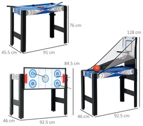 SPORTNOW Masa de jocuri multifuncțională 5 în 1, biliard, ping-pong, hochei, joc de baschet arcade, arc și săgeți, albastru | Aosom Romania
