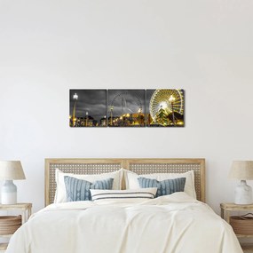 Tablou carusel în amurg (cu ceas) (90x30 cm)