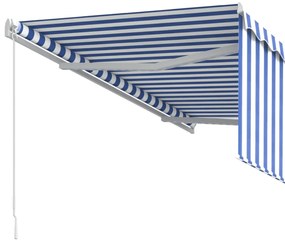 Copertina retractabila manual cu stor, albastru  alb, 3x2,5 m Albastru si alb, 3 x 2.5 m