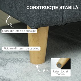 HOMCOM Canapea Modernă cu 2 Locuri, Brațe, 2 Perne Detașabile și Spațiu pentru Depozitare, 135x72x84 cm, Gri | Aosom Romania