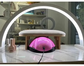 Lampa cu banda led, 30 inch, semiluna, moonlight, pentru salon manichiura - alba - Mdey Light