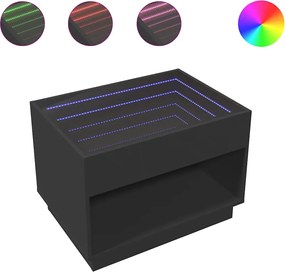 vidaXL Măsuță de cafea cu LED infinity, negru, 70x50x50 cm