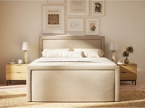 Pat boxspring bej cu spațiu de depozitare 180x200 cm Fresco – Maison de Rêve