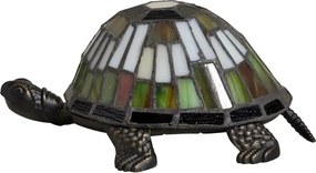 Lampa de masa in forma de broasca testoasa din metal, cu abajur din sticla vitrata , "Turtle"