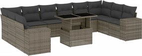 vidaXL Set canapele de grădină cu perne, 11 piese, gri, poliratan