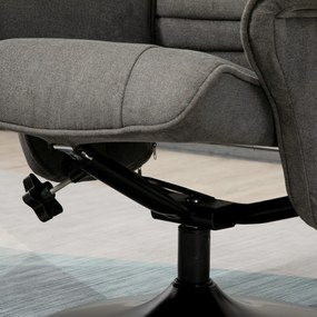 HOMCOM Fotoliu relax cu taburet, spătar reglabil, 69 cm x 71 cm x 104 cm, Gri închis + Negru | Aosom Romania