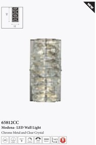 Aplica de perete metal cromat si sticla LED Modena