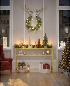 Consola Carolina din sticla si metal culoare auriu, 90x80x30 cm