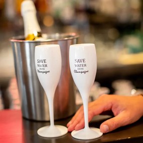Pahar Koziol cu inscripția Save water drinkchampagne