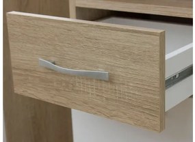 Mobilier baie Lomesa MDF (Stejar wotan + Alb lamel) (cu sifon). 1103972