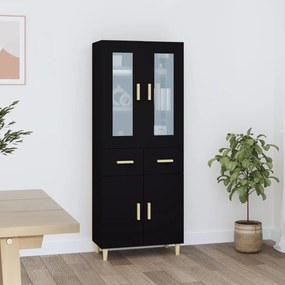 Dulap inalt, negru, 69,5x34x180 cm, lemn prelucrat