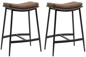 HOMCOM Set 2 Scaune de Bar în Stil Industrial, din Piele Ecologică, 48.5x38.5x68.5 cm, Negru și Maro | Aosom Romania