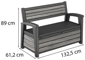 Bancă de grădină/depozitare din plastic Decocoat, 227 L, gri furtună