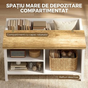 HOMCOM Ladă de Depozitare pentru Interior, 80x60x40 cm, cu Capac Rabatabil, Stil Nordic, Culoare Lemn | Aosom Romania