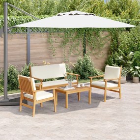 vidaXL Set de canapea de grădină, 4 piese, cu perne, lemn masiv acacia