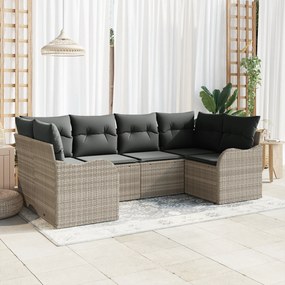 Set de canapea de grădină vidaXL cu 6 piese și perne Gri deschis Ratan polimer