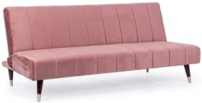 Canapea extensibilă roz pudra din catifea si lemn de Eucalipt cu 3 locuri, 180 cm, Alma Bizzotto