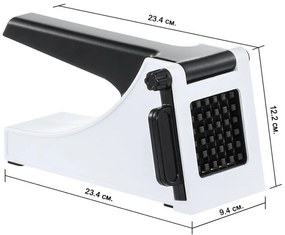 Feliator cartofi Izibizi PS-321B, Otel inoxidabil, Varfuri din cauciuc, Fara BPA, alb/negru