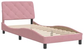 3207898 vidaXL Cadru de pat cu tăblie, roz, 90x190 cm, catifea