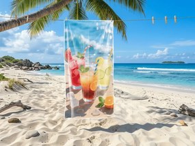 Prosop de plaja XL cu uscare rapida COLD DRINKS colorat 100 x 180 cm, 100% microfibra