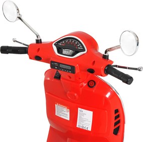 HOMCOM Motocicletă Electrică pentru Copii, 6V cu Muzică, Lumini și Sunete, 102x50,5x75,5 cm, Roșu | Aosom Romania