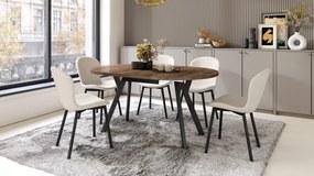 Mazzoni ALMO Nuc Elegant/picioare negre - MASĂ ROTUNDĂ EXTENSIBILĂ CU PICIOARE ÎN FORMĂ DE Y STIL LOFT PENTRU SALON/SUFRAGERIE