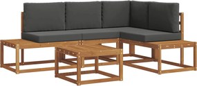 vidaXL Set de canapele de exterior 5 Bucată Natural și Antracit