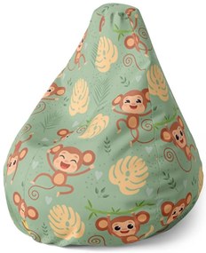 Sac de șezut Pear maimuțelețe drăguțe - pentru copii, colorat