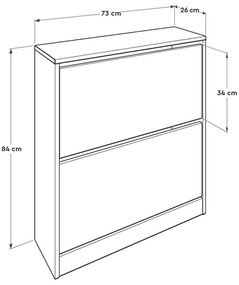 Pantofar Adore Mini, 2 compartimente, capacitate 12 perechi, 73 x 84 x 26 cm