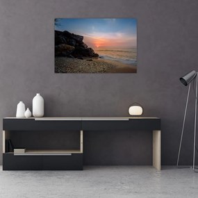 Tablou apusului de soare pe plajă (90x60 cm)