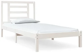 3104314 vidaXL Cadru de pat single, alb, 90x190 cm, lemn masiv de pin