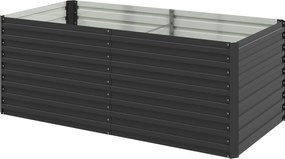 Outsunny Jardinieră ridicată galvanizată dreptunghiulară pentru exterior - fund deschis - 160 x 80 x 60 cm, gri | Aosom Romania