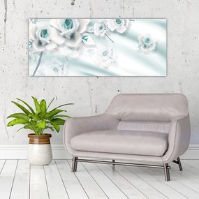 Tablou - Flori de trandafir turcoaz (120x50 cm)