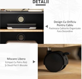 HOMCOM Dulap TV 42" Max cu 2 Rafturi deschise si Usa, Dulap TV Jos din PAL cu Roti, 80x45x39.5 cm, Alb | Aosom Romania