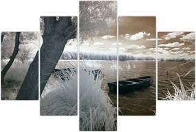 Tablou cu barca pe lac (150x105 cm)