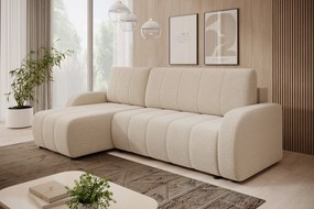Colțar extensibil Lapios stânga cu funcție de dormit – tapițerie boucle crem Lambi 8